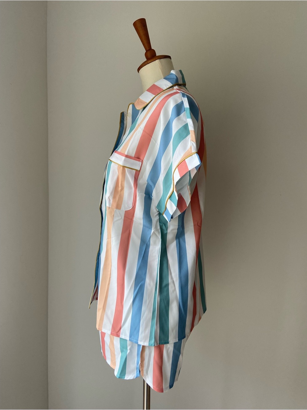 NWT Striped Pastel Cotton-Blend Pajama Set - Picture 4 of 10